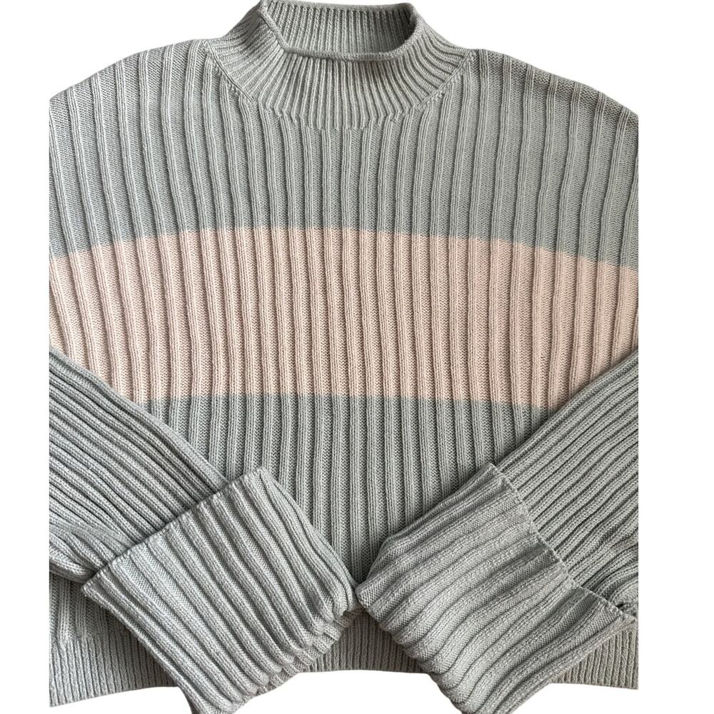 Everlane Organic Cotton Rollneck Ribbed Color-block Sweater Size Medium - Picture 7 of 10